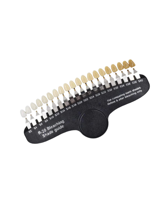 teeth whitening shade guide, R-20 shade guide, professional teeth whitening tools, whitening before and after guide